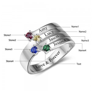 Birthstone Ring, Sterling Silver Personalized Engravable Ring JEWJORI102557